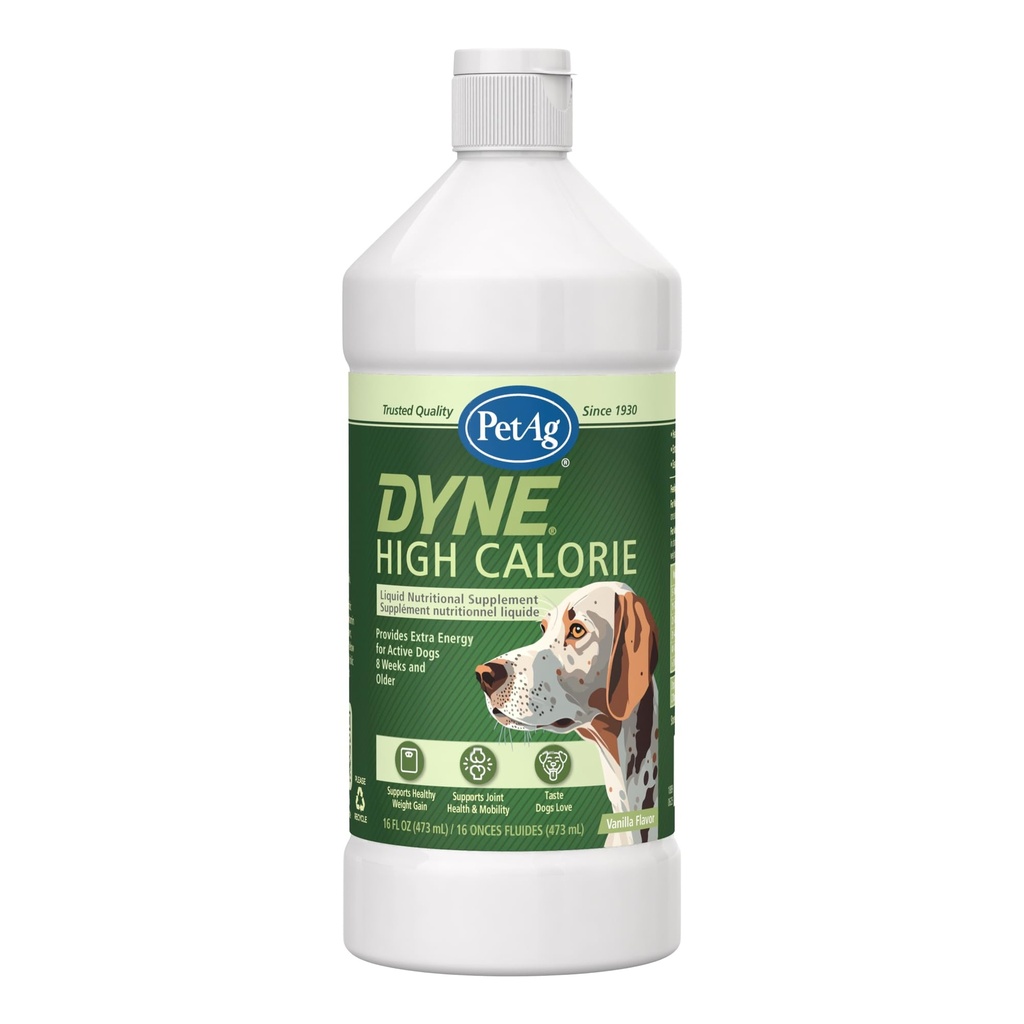 PetAg Dyne High Calorie Liquid Nutritional Supplement voor honden & Puppies 8 weken en ouder - 16 oz - Ondersteunt prestaties en duurzaamheid - Sweet Vanilla smaak