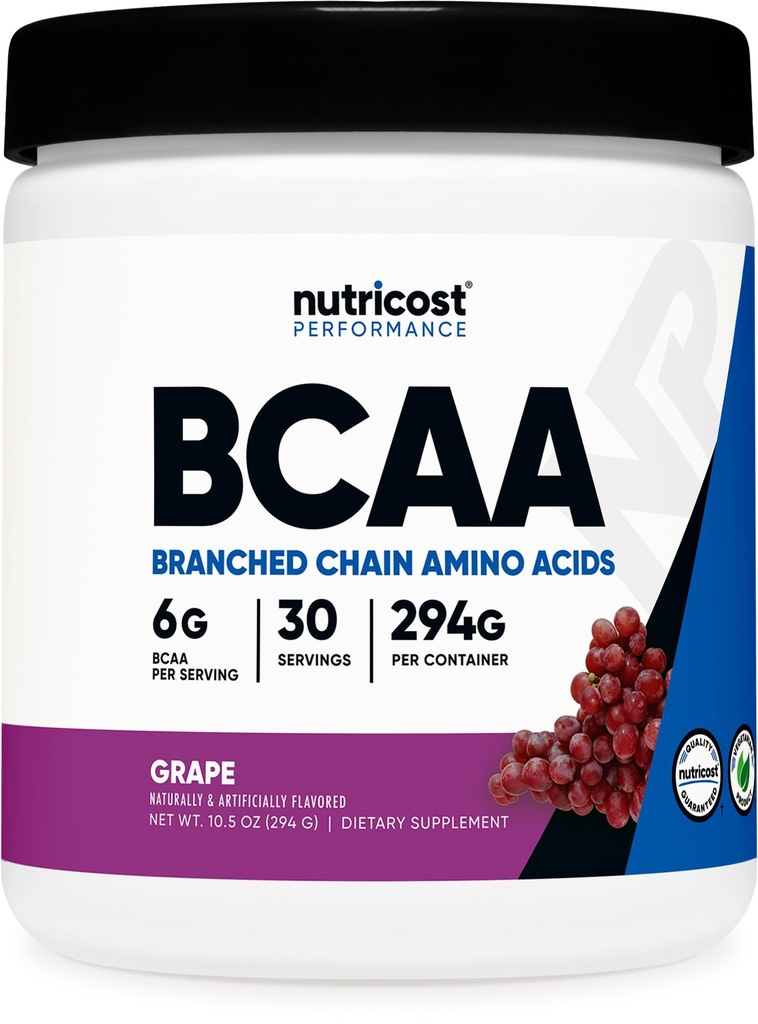 Nutricost BCAA Powder (Grape, 30 Servers) - Optimale 2:1:1 Ratio, Vegetarisch, Niet-GGO