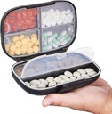 Sukuos Travel Pill Organizer Weekly met dubbel slot, Portable Pill Box met grote 7 Compartiment, luchtdichte Daily Medicine Case Container met labels voor vitamines/Vis oliën/uplements