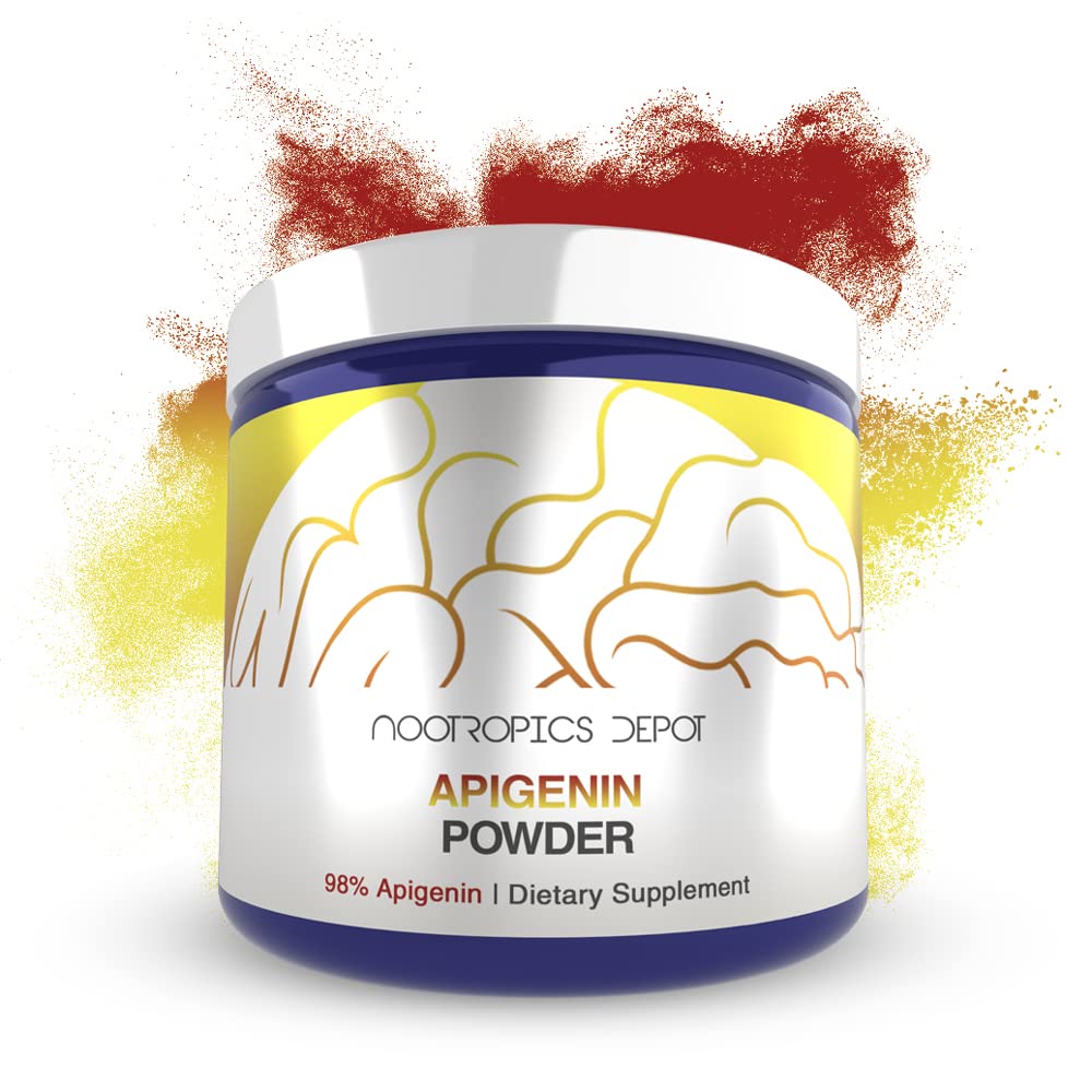 Apigenin Powder | 10 Grams | 50 Servings | >98% Apigenin | Supports Healthy Stress Levels | Nootropics Depot