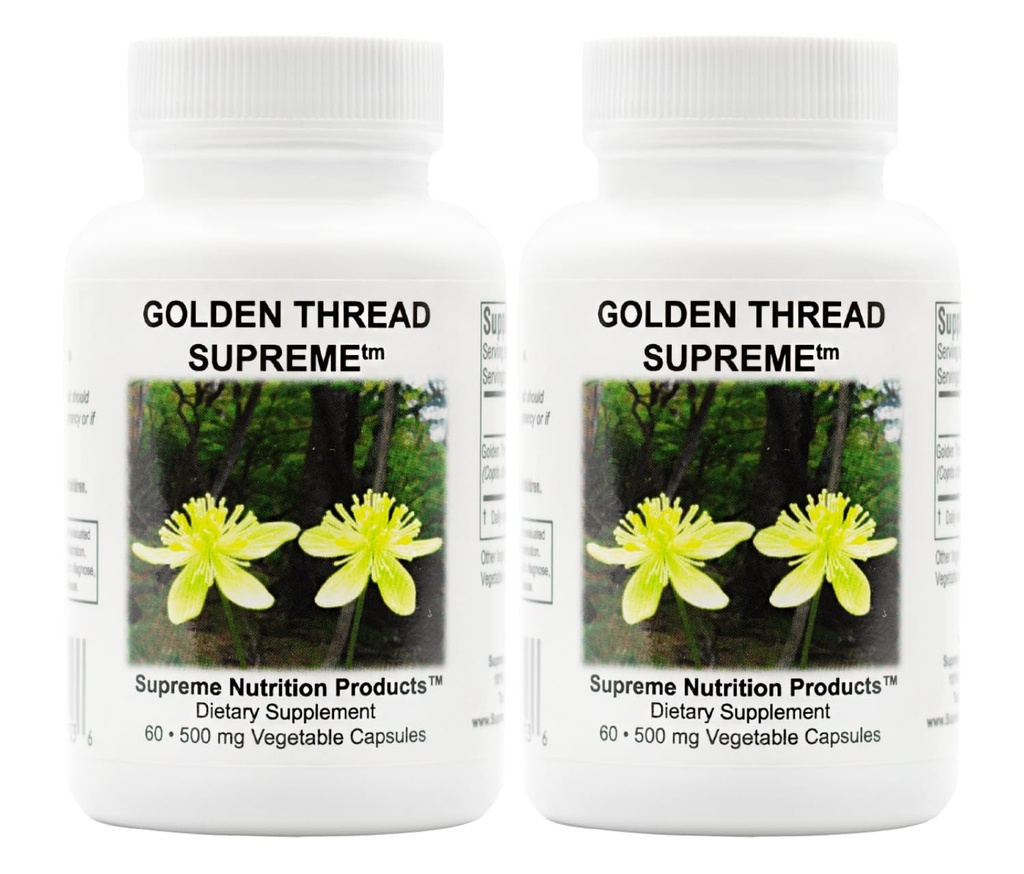 Supreme Nutrition Golden Thread Supreme, 60 Pure Coptis Chinensis Vegetarian Capsules (Pack of 2)