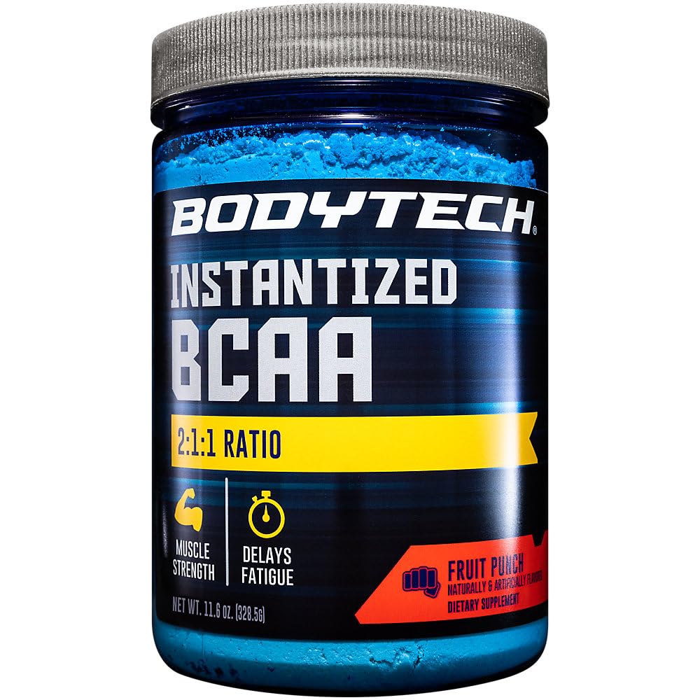 BodyTech BCAA Powder - Optimaal 2:1:1 Ratio - Ondersteunt spierherstel, sterkte en duurzaamheid - Fruit Punch (11.5 oz)