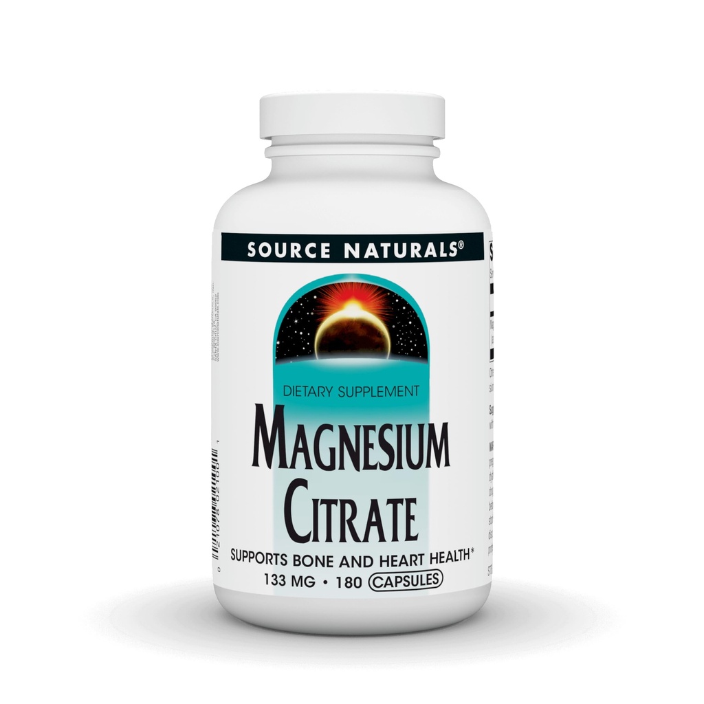 Source Naturals Citrate de magnésium, soutient la santé osseuse et cardiaque* 133 mg - 180 capsules
