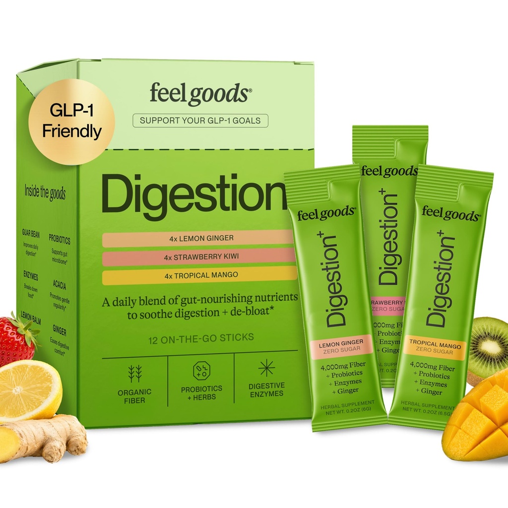 Feel Goods Digestion+ Gut Health Organic Fiber & Probiotic Powder Drink Mix