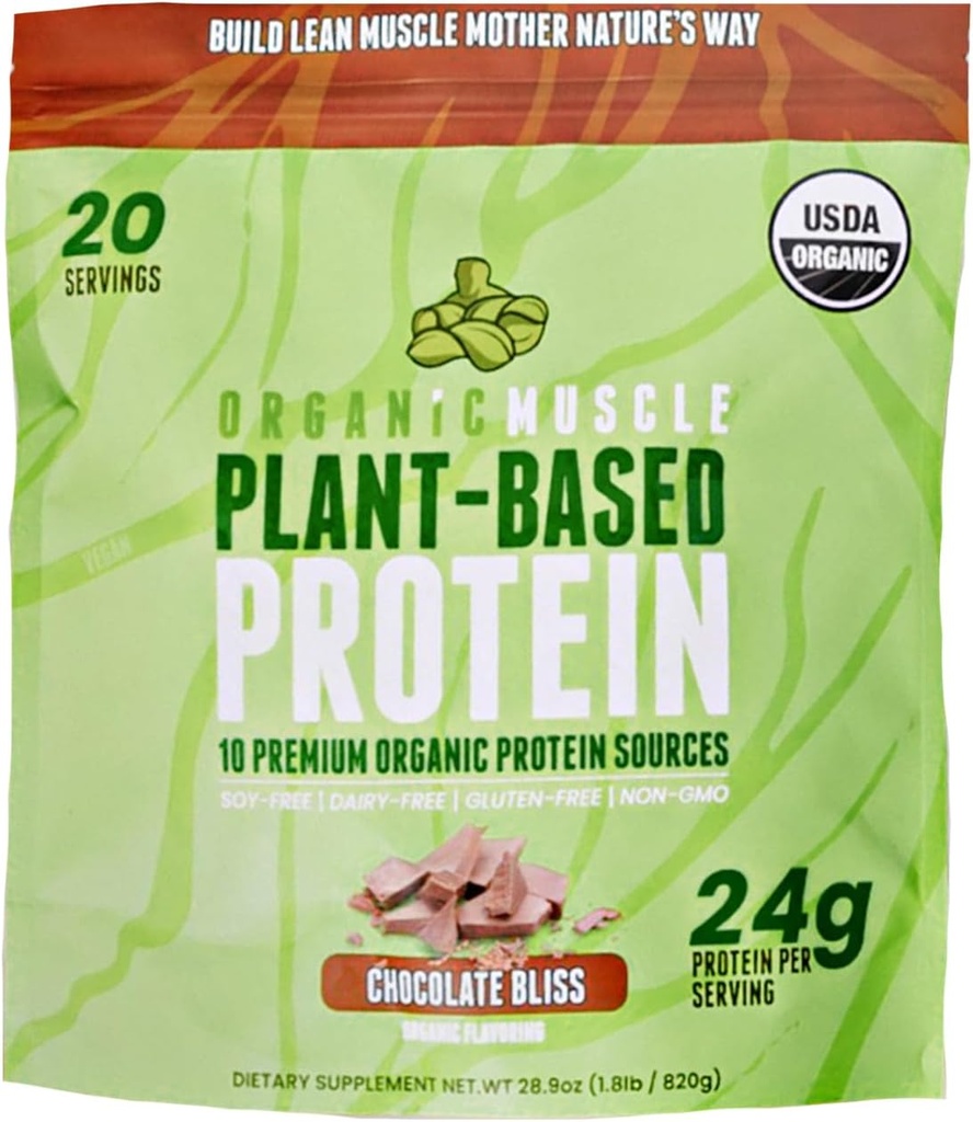 Poudre de protéines végétales organiques - Poudre de protéines de chocolat à base végétale avec du pois, du chanvre, du riz brun, des graines de chia et des acides aminés - Faible calories pour la croissance musculaire et la récupération de vitesse par les muscles organiques