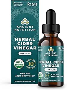 Antioxydants, Teinture de vinaigre de cidre de pomme biologique, USDA certifié biologique, végétalien, sans gluten, 2 oz, 30 portions