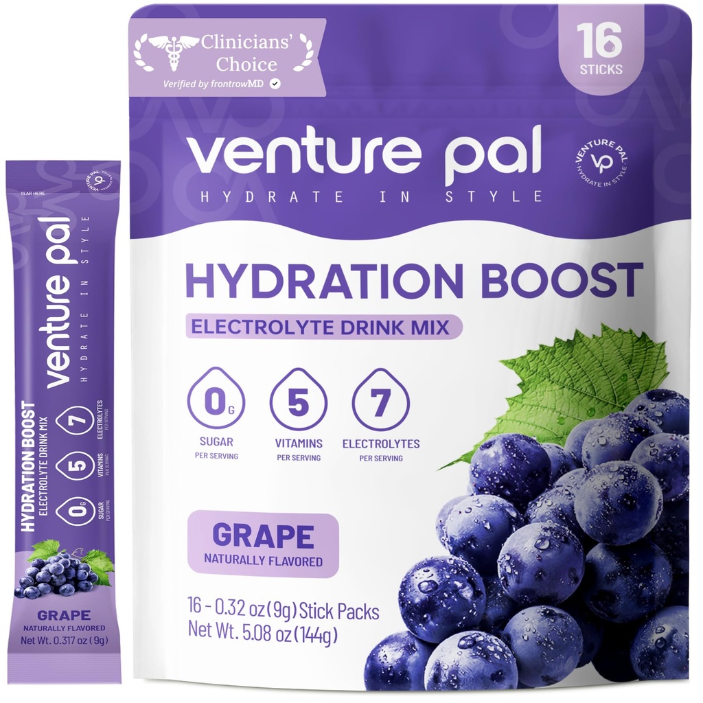 Venture Pal Powder Packets sans électrolyte de sucre - Liquid Daily IV Drink Mix pour l'hydratation rapide et la récupération des parties