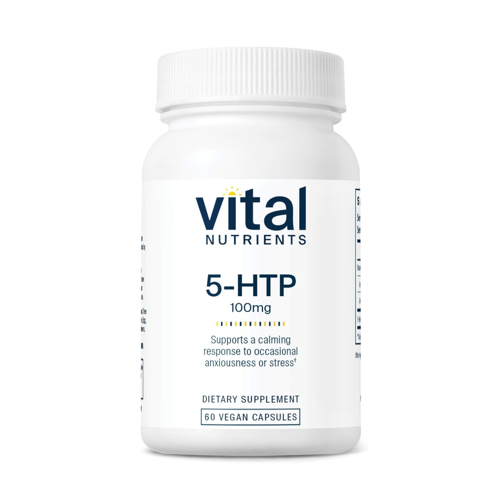 Vital Nutrients 5-HTP 100mg (5-hydroxytryptophan) - Vegan Serotonin Support Supplement* - Sleep and Stress Support - 5HTP and Vitamin B6 - Gluten, Dairy, Soy Free - Non-GMO - 60 Capsules