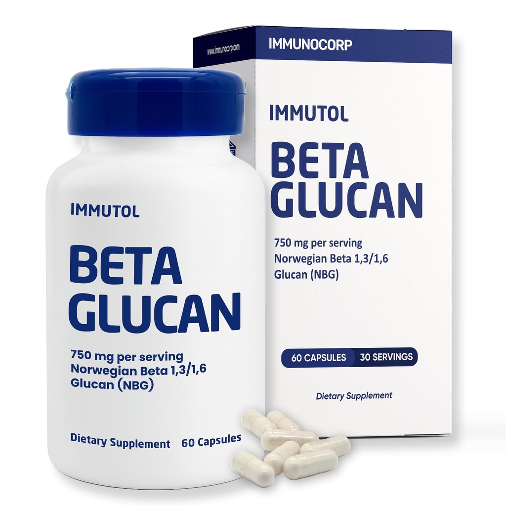 Immutol Immune Support Supplement met 750 mg Beta Glucan 1,3 1,6 - Natuurlijke Ingrediënten, Hoge Potentie om Immuniteit en algemene Wellness Boost, 60 Capsules (60)