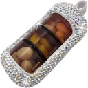 Bling Pill Organizer - Leuke en compacte pil Box voor portemonnee - Stijlvolle pil Case met Sparkling Design - Travel-Friendly Medicine Holder - Schuif in / uit Design Pill Organizer (Zilver)