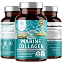 Premium Marine Collageen Dipeptiden met Hyaluronzuur, Vitamine C, Theaflavine en Koper, Collageen Supplement voor Vrouwen en Mannen voor Radiante Huid, Haar & Nagels, Glutenvrij en Non-GMO, 120 Veg Caps
