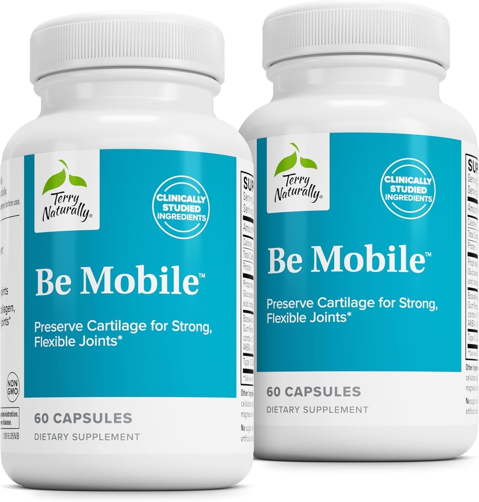 Terry naturellement être mobile - Supplément de collagène pour le soutien sanitaire conjoint - Supplément alimentaire avec extrait de Boswellia et collagène de type II - Soutien du dos et du genou inférieur - 60 capsules (paquet de 2)