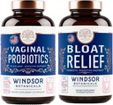 BOTANIQUES DE WINDSOR Probiotique de soulagement de la Bloat avec enzymes et probiotiques vaginaux - Ensemble de santé digestif et vaginale