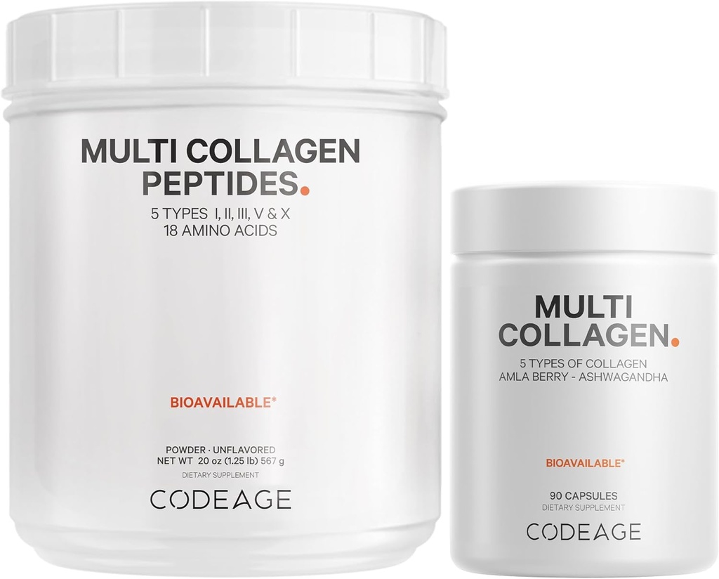 Codeage Multi Collageen Proteïne Capsules & Multi Collageen Proteïne Powder Bundle 