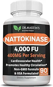 Pure 4,000 FU Nattokinase Supplement | 400mg Authentic Japanese Natto Extract | for Cardiovascular & Heart Health, Blood Circulation | Helps Maintain Healthy Blood Flow | Immune System | 90 Capsules