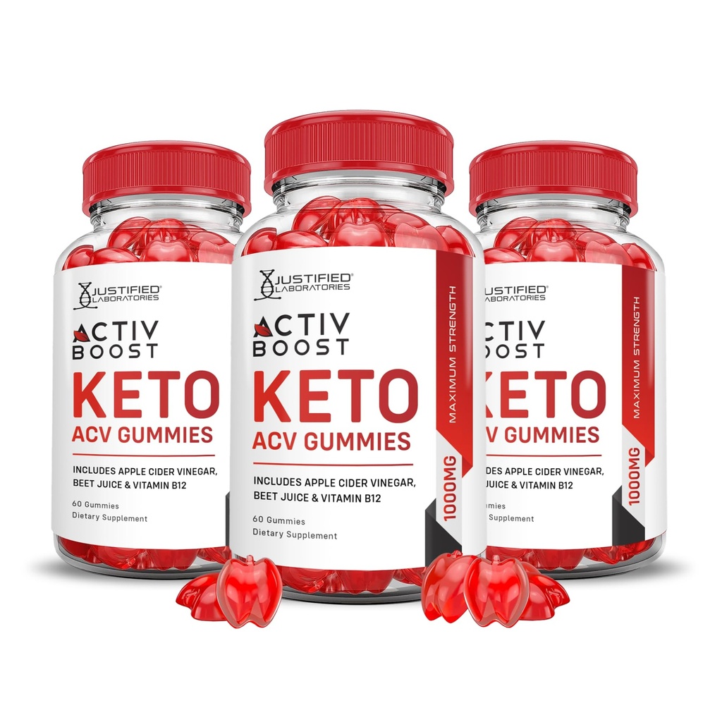 Justified Laboratories Activ Boost Keto ACV Gummies (1000 mg) - 60 Count, Pack of 3 - Formulated with Apple Cider Vinegar, Folate & Vitamin B12 - Non-GMO, Vegan, Gluten Free - 90 Servings