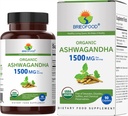 Brieofood Biologische Ashwagandha 1500mg, 45 Servers, Vegetarisch, Glutenvrij, 90 Vegetarische tabletten