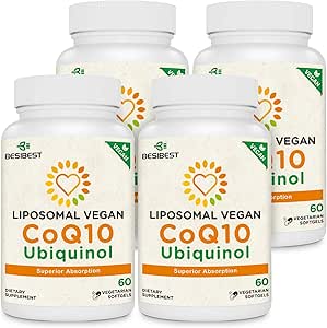1000mg Liposomale CoQ10 Ubichinol, 240 Vegan Softgels, Hoge Absorptie Ubichinol CoQ10 Supplement, Actieve Antioxidant Vorm van Co-enzym Q10 voor Hartfunctie en Energieproductie