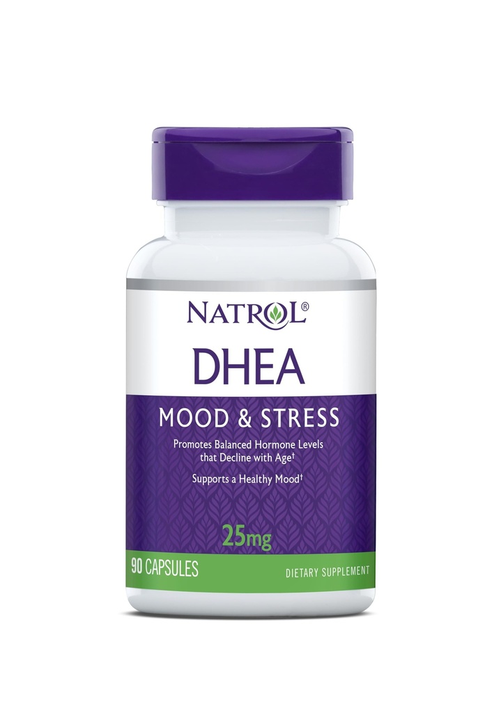 Natrol Mood & Stress DHEA 25mg, Dietary Supplement for Balance of Certain Hormone Level and Mood Support, 90 Capsules, 90 Day Supply