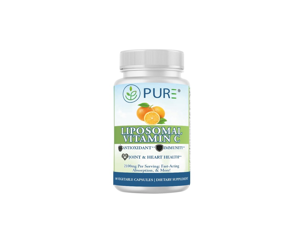 PURE Capsules de vitamine C liposomique, 2100mg, Lécithine de tournesol, 180 Capsules, 60 jours d'approvisionnement, supplément Wellness Premium