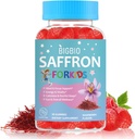 Saffron for Kids, Happy Mood Gummies, Magnesium Glycinate, Omega-3, Holy Basil, L-Theanine, Rosemary, B6, D3 for Calm, Focus, Cognition, Sleep, Sugar Free Saffron Extract Supplement, 90 Gummies
