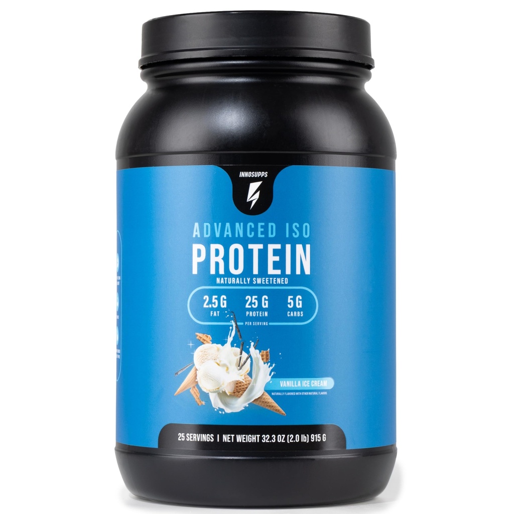 InnoSupps Advanced Iso Protein | 100% Whey Isolate Protein Powder | No Artificial Sweeteners| Low Fat, Low Carbs | 25g of Protein | Hormone Free, Gluten Free, Soy Free | (Vanilla Ice Cream)