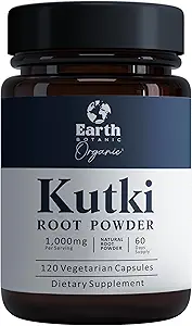 Kutki poudre de racine 1000 mg 120 capsules (Picorohiza Kurrooa) 60 jours d'approvisionnement