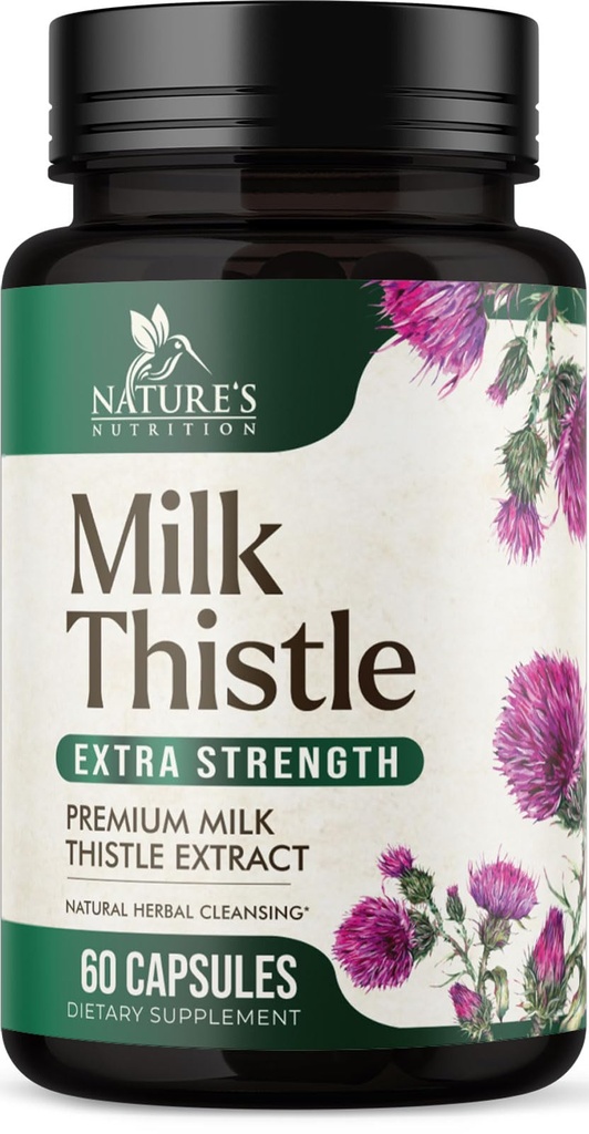 Milk Thistle Extract 1000mg - Lever Reiniging Detox & Reparatie Formule met Dandelion Extract - Herbal Lever Supplement - Nature's Milk Thistle w/Silymarin Marianum, Ondersteunt Lever Gezondheid - 60 Capsules