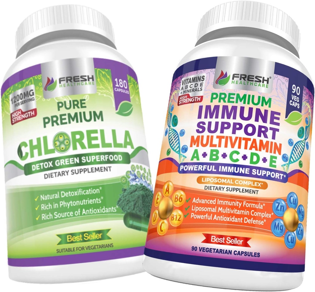 VERSE GEZONDHEIDSZORG Chlorella en Immuun Ondersteuning Multivitamine - bundel