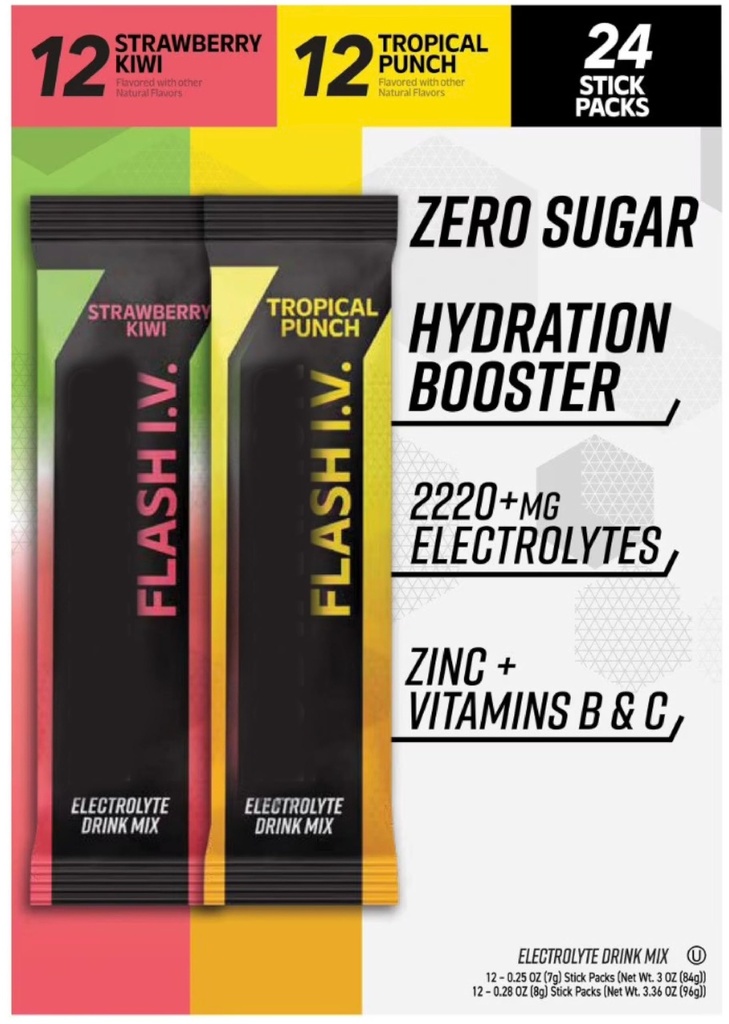 BODYARMORS Flash I.V. Electrolyte Powder Sticks Variety Pack, 24 Count