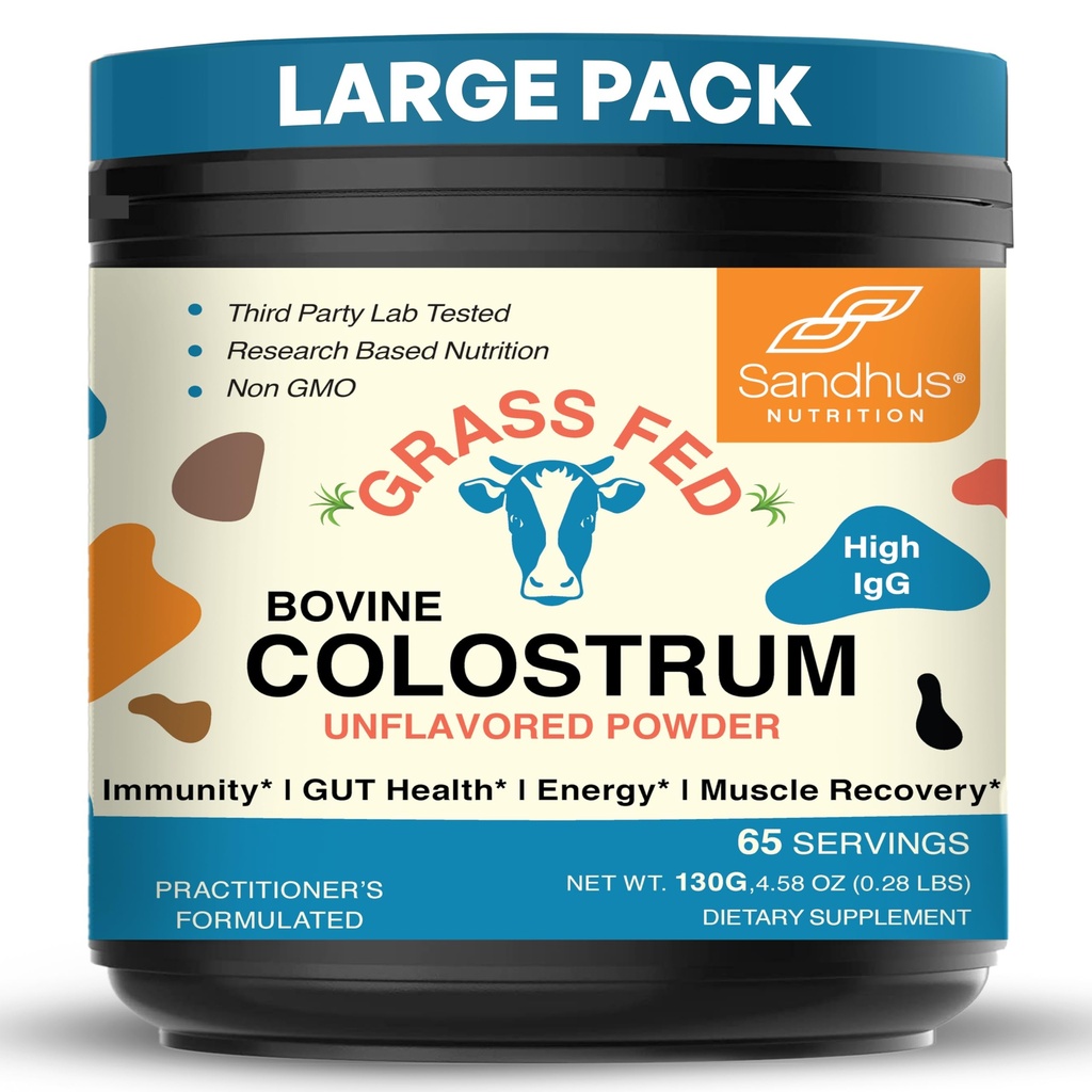 Sandhu's Grass Fed Bove Colostrum Powder for Humans, Adults 