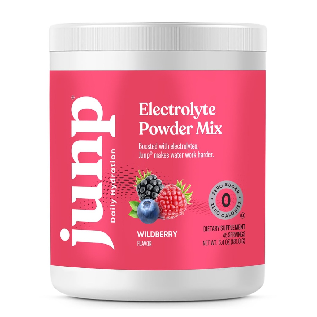 JUNP Electrolytes Powder No Sugar No Carbs, Wild Berry Fruit Flavor Keto Electrolyte Drink Mix - Potassium & Salt Hydration Powder Electrolytes, Zero Calorie Sugar Free Electrolyte Powder, 45 Servings