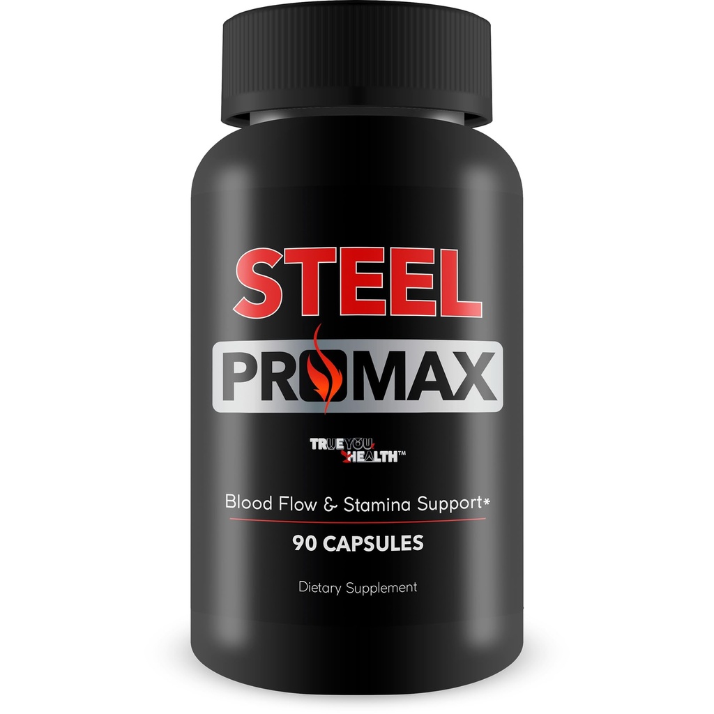 Steel Promax - Extra Strength - Our Best Stamina & Blood Flow Pills For Men - Nitric Oxide Booster Steel Power Supplement - Mens Circulation Support Blood Flow Pills - Max Steelpower Male Supplement