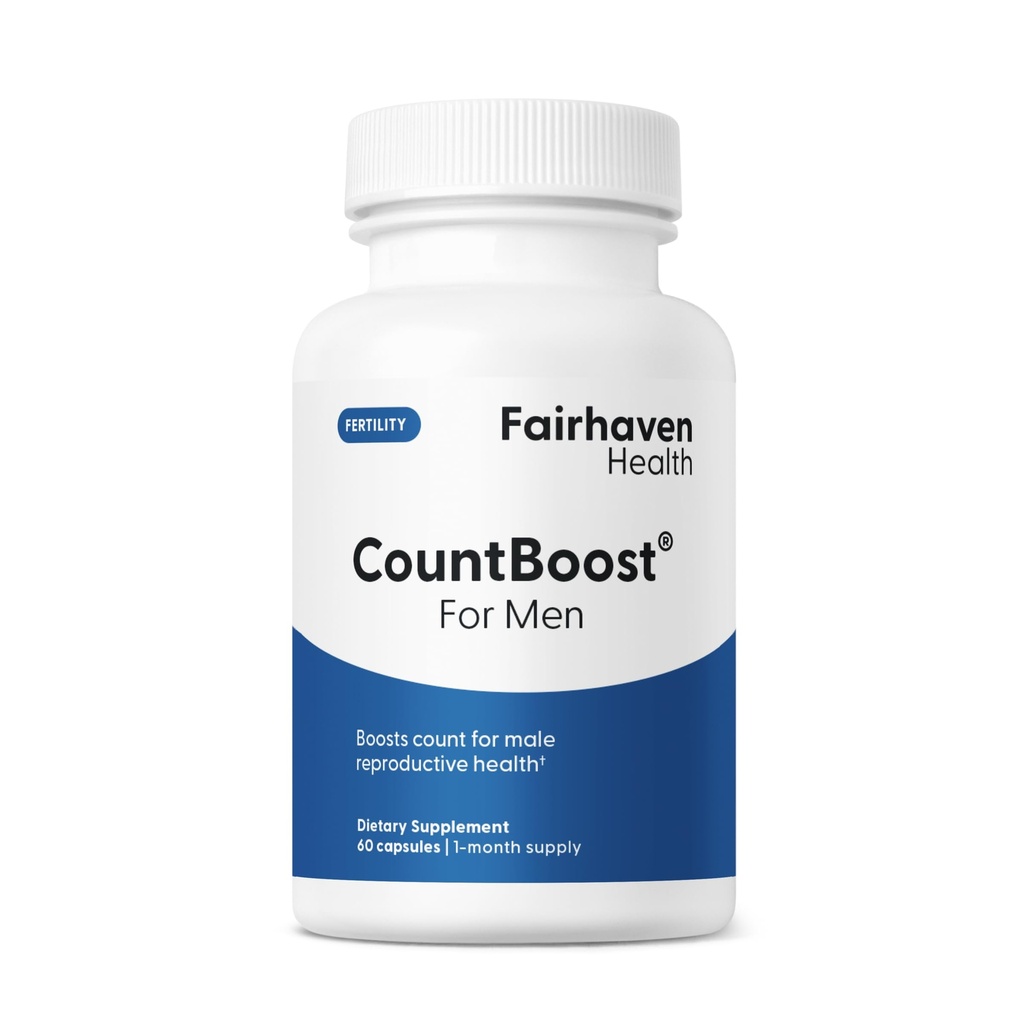 Fairhaven Health CountBoost voor mannen Optimale Telling en Volume Mannelijke Vruchtbaarheid Supplement - Pre-conceptie voeding voor hem - met Ashwagandha, Vitamine C, en CoQ10-60 Capsules