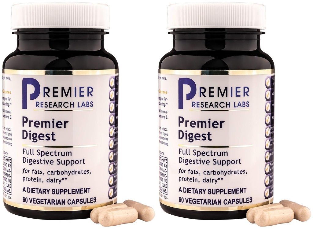 Premier Research Labs Premier Digest Dietary Supplement, 60 capsules (2 Pack)