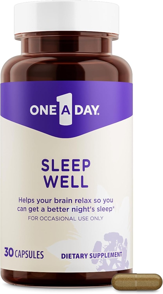 Supplément de sommeil d'un jour - Suppléments de sommeil pour adultes, Soutien du sommeil avec Passionflower et Melatonine, Soutien du sommeil avec bien dormir, 30 Capsules