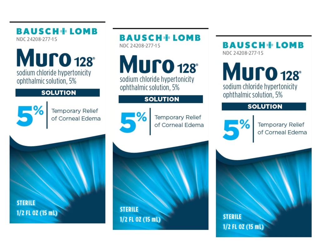 Muro 128 5% Sodium Chloride Hypertonicity Ophthalmic Solution, from Bausch + Lomb, 0.5 Fl Oz (15 mL) - 3 Pack