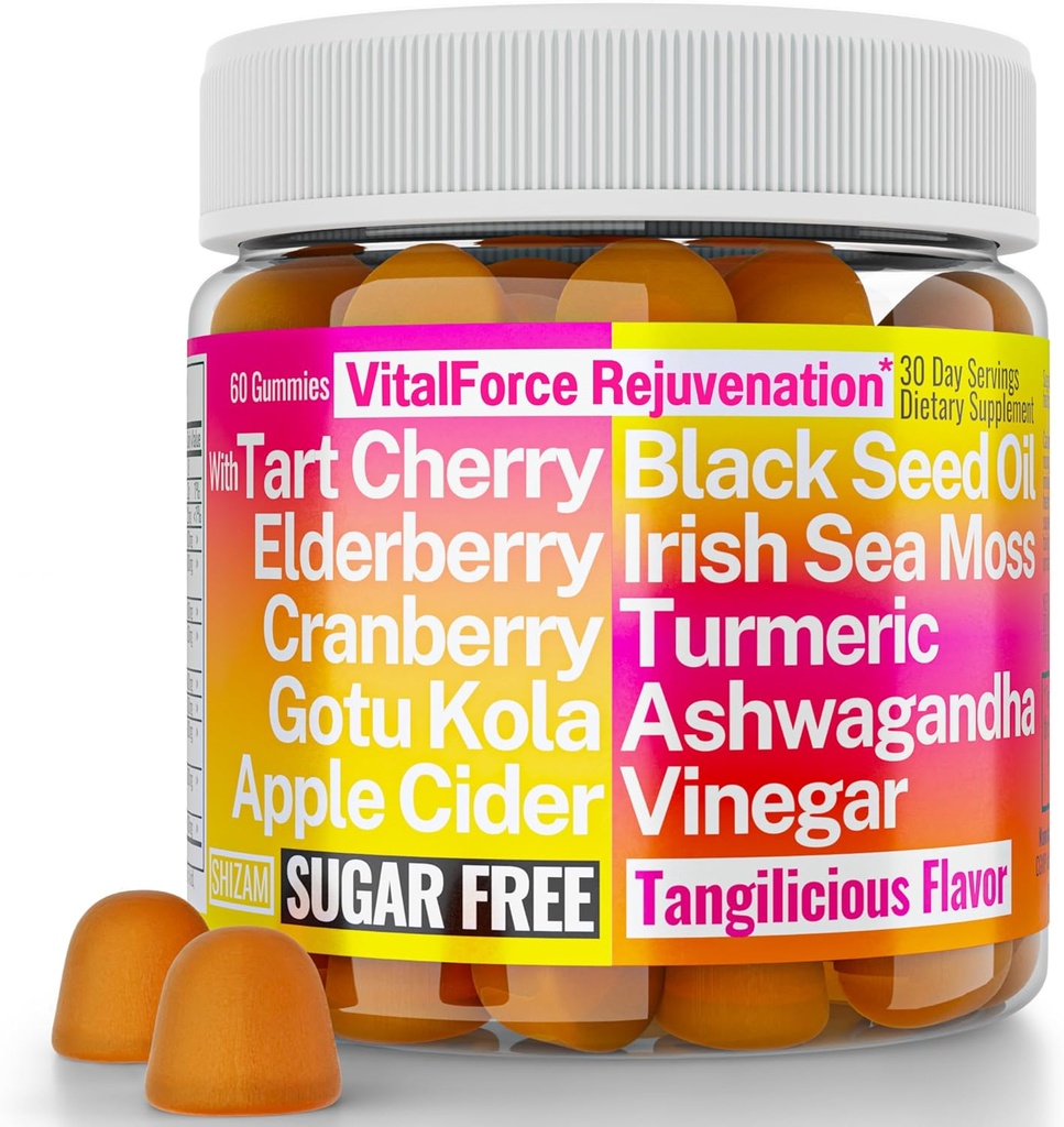 Gotu Kola Black Seed Oil Apple Cider Vinegar Ierse Seamos Cranberry Ashwagandha Tart Kersen Kurkuma Vlierbessen Gummies