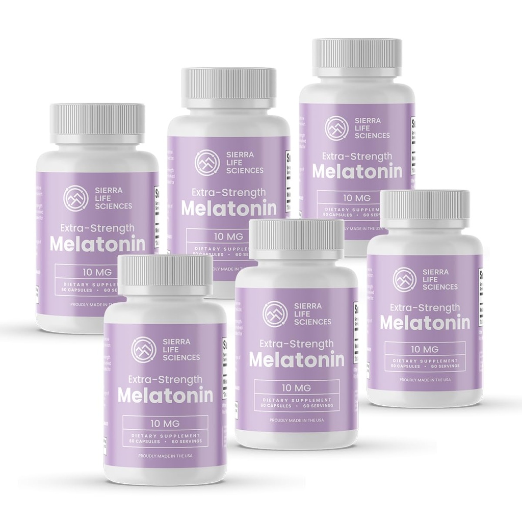 10 mg High Dosage Melatonin Supplement - Extra Strength High Potency Sleep Support, Vegan Non-GMO, Made in USA, Easy-to-Swallow Capsules 360 Count (360 Servings)