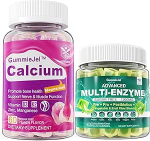 Gommies de calcium sans sucre 120 Nombres et enzymes digestives Gommies 60 Nombres