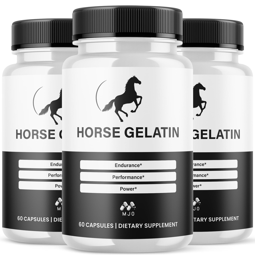 (3 Pack) Horse Gelatin Capsules,Official HorseGelatin Pills for Men with All Natural Ingredients,Maximum Strength Supplement with Premium Vitamins Supporting Optimal Wellness and Health (180 Capsules)