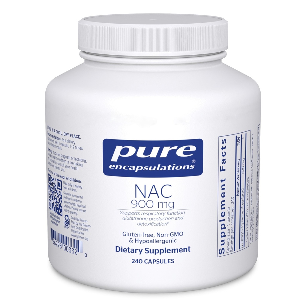 Pure Encapsulations NAC 900 mg - N-Acetyl Cysteine Amino Acid Supplement for Long & Immune Support, Liver & Antioxidants* - 240 Capsules
