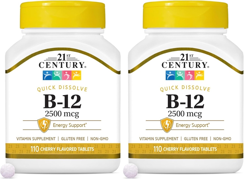 21e eeuw B 12 2500 mcg Sublingual Tablets, 110 Telling (pakket 2)