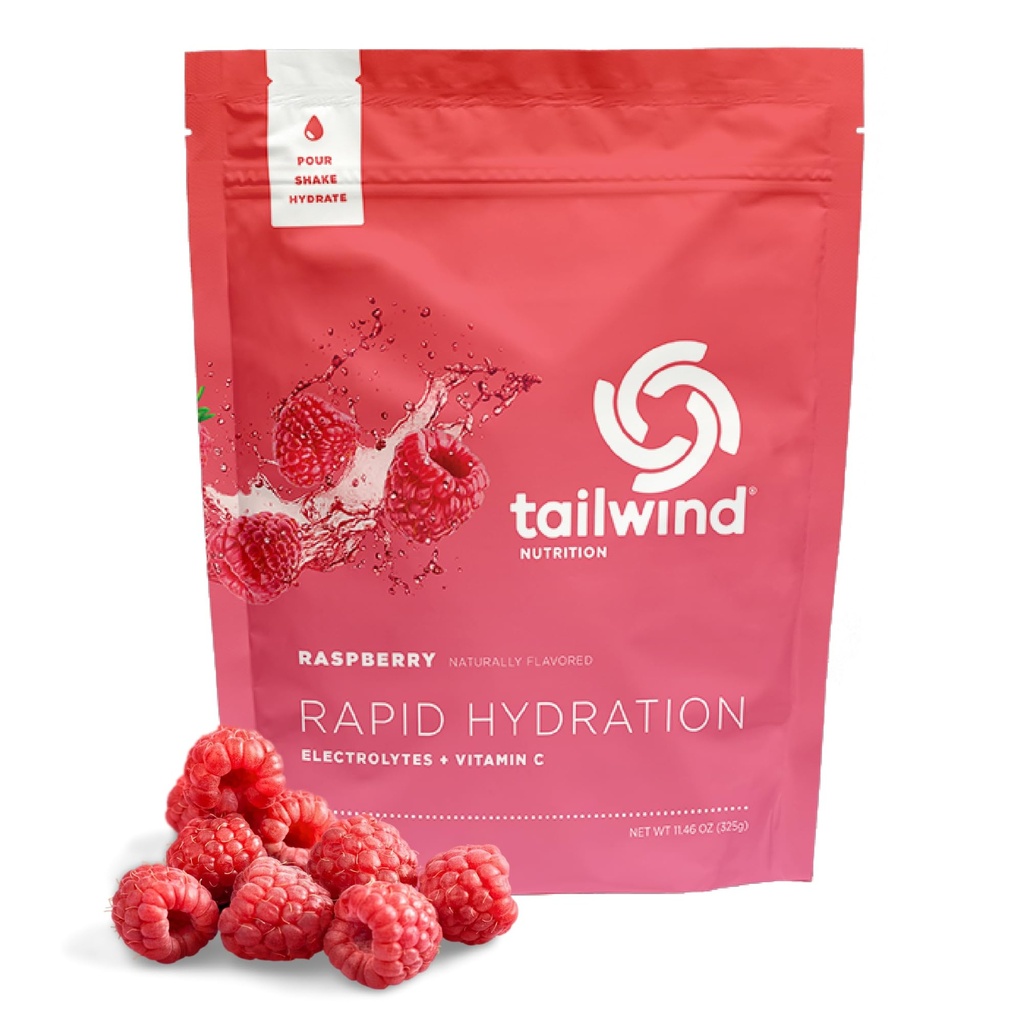 Tailwind Nutrition Rapid Hydration, Quick Hydrating Electrolyte Drink Mix with Vitamin C and Sea Salt, Raspberry, 25 Servings