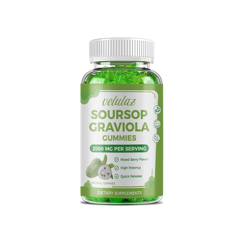 Soursop Graviola Gummies - Extra Strength Soursop Leaves Supplement with Vitamin C, Zinc & Whole Natural Food for Immunity, Liver, Zzz & Antioxidant, 60 Gummies