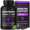 NutraChamps Vlierbes met vitamine C en zink - 5 in 1 Immunity Supplement, 10.000mg Sambucus Zwarte Vlierbes Capsules met Vitamine D3 5000 IE, Sambucus Vlierbes Extract Immune Ondersteuning voor Volwassenen