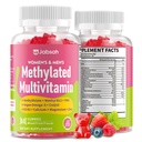 Methylated Vitamin B Complex Gummies for Women & Men, Multivitanins Gummy with Vitamin A, C ,E, Methylfolate & B12, TMG, Calcium, D3 K2, Magnesium & More for Overall Health-Vegan, Sugar Free, 60 Cts