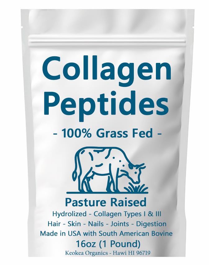 Collagen Peptide Powder - Made in USA - 1 LB (16oz) - Hydrolyzed - Grass Fed - Unflavored - Non GMO