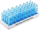 Daviky maandelijkse pil Organizer 2 keer per dag, 30 dagen pil doos AM PM met aparte container, een maand medicijn geval Twee keer per dag om vitamines, supplementen en medicijnen vast te houden (blauw)