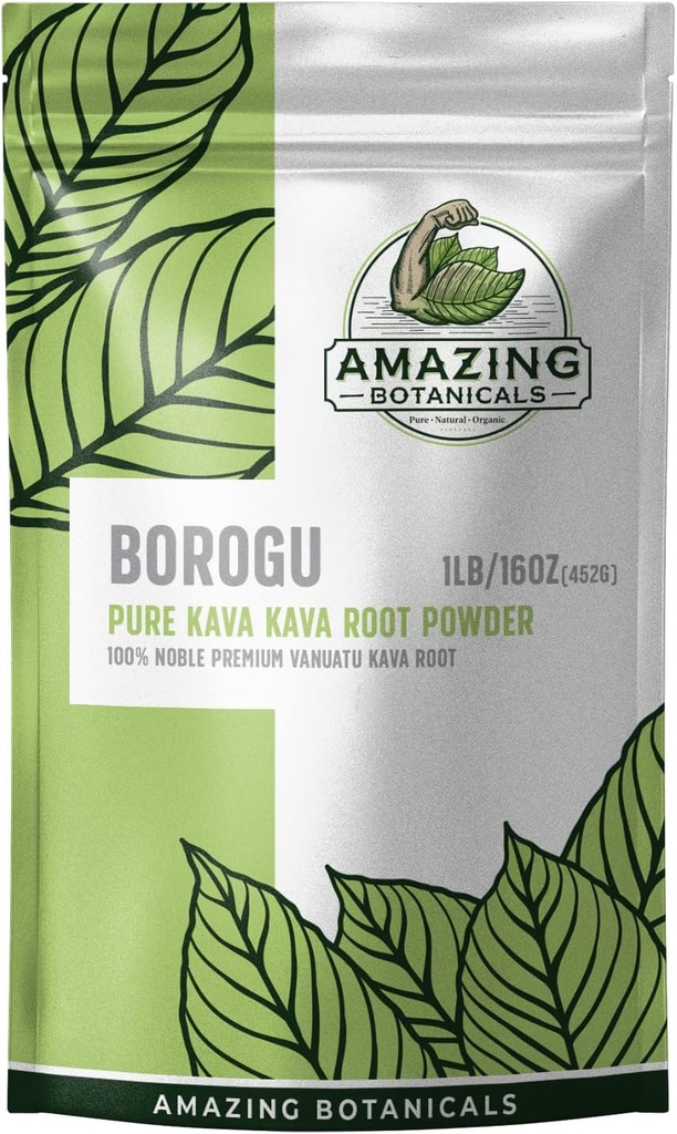 Amazing Botanicals Kava Root - Fresh Borogu Kava Root - 100% Noble Kava-Kava 16oz/1lb, 1 Pond zak van de puur fijnste verse Vanuatu Kava Root
